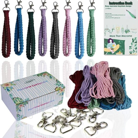 Other - Adult DIY Craft Keychain Making Kit Boho Macrame Keychain Kit Includes Key Rings